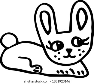 Vector big-eyed rabbit for children in cartoon style.