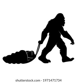 Vector Bigfoot Dragging Camper Illustration