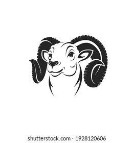 Vector of bighorn ram head on white background. Easy editable layered vector illustration. Wild Animals.