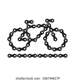 Vector Bike or Bicycle Icon Made of Bike or Bicycle Chain Isolated on White Background. Monochrome Silhouette Bike Chain. Silhouette Illustration for Graphic Design, Social Media, UI, Mobile App.