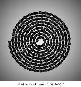 Vector Bike Chain Spiral Isolated on Grey Background
