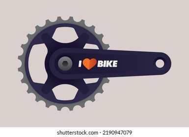 Vector Bike Crank With Text I LOVE BIKE.