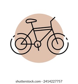 Vector bike icon on the background of a beige circle