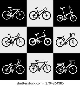 Vector bike icon set. Travel and sports themes.