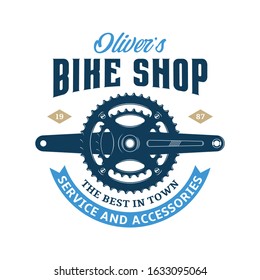 Vector bike shop, bicycle accessories and service logo