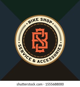 Vector bike shop, bicycle part and service logo