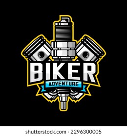 vector biker motor, piston and spark plug motor