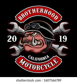 vector of biker pig or hog for motorcycle club logo