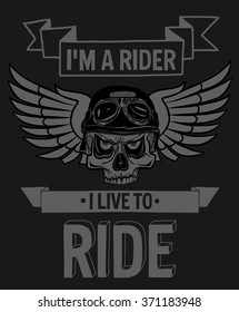 Vector biker quote with motivation phrase