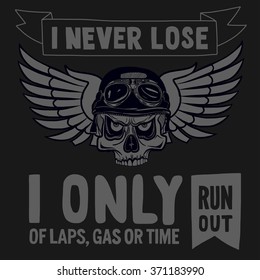 Vector biker quote with motivation phrase