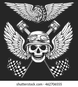 Vector biker set Hand drawn elements Repair Garage Motorcycle Biker Rider Freedom