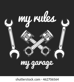Vector biker set Hand drawn elements Repair Garage Motorcycle Biker Rider Freedom