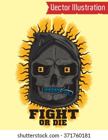 Vector biker skull - fight or die. 