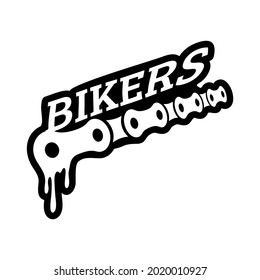 vector bikers writing with chain image