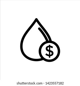 Vector bill water payment outline web icon. black symbol with flat line style icon for web site design, logo, app, UI isolated on white background