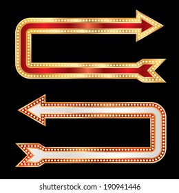 vector billboard arrows with bulb lamps