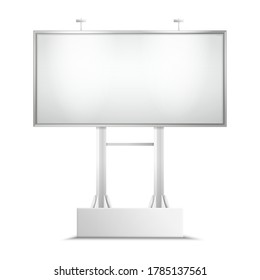 Vector billboard mockup or city light background. Template for marketing. Outdoor promotion banner. Horizontal signpost advert. Media frame mockup. Advertise and announce design. Panel for message