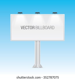 Vector billboard on a cityscape background. 