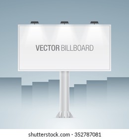 Vektorgrafik-Tafel auf Stadtlandschaftshintergrund.