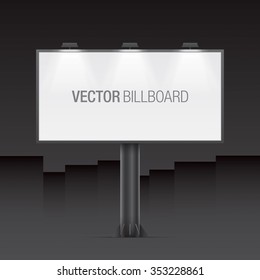 Vector billboard on a night cityscape background.