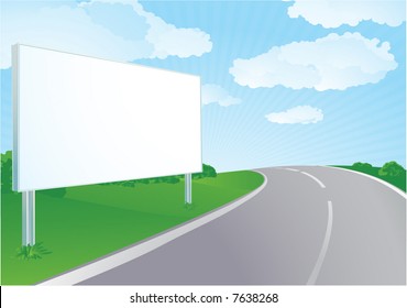 Vector Billboard at the road. Summer.