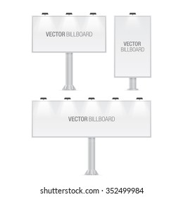 Vector billboard. Set of realistic vector billboards in different sizes. White billboard.