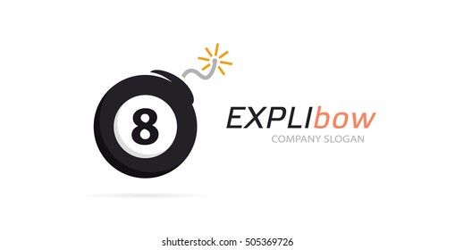 Vector billiard ball and bomb logo combination.  