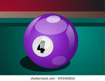 Vector of billiard ball number 4 in purple color