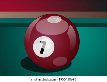Vector de la bola de billar número 7 en color rojo marrón