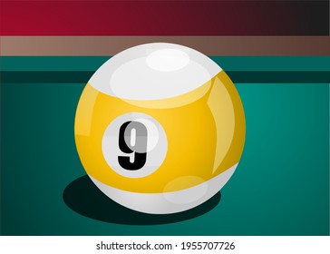 Vector of billiard ball number 9 in yellow white color