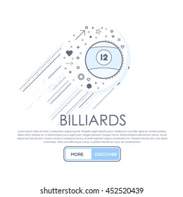 Vector Billiards Ball Concept Thin Line Icons Template