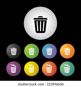 vector bin button icon set  