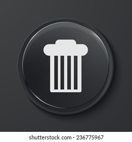Vector bin modern black glass circle icon. Eps10