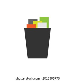 vector bin or trash on isolate white background, reuse, reduce, recycle concept, flat design