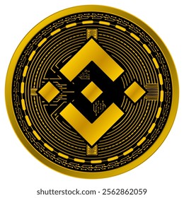 Vector of Binance Digital Currency in gold and black colors on a white background.