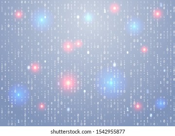 Vector binary code background with highlight an important element, error, software vulnerability. Big data and programming hacking, decryption and encryption, computer streaming. Coding Hacker