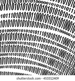 Vector Binary Code Background. Numbers Concept. Algorithm, Data Code, Decryption and Encoding