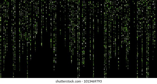 Vector binary code cyber background. Zero, one numbers. Data technology, information decryption and encryption background design. Binary numbers 1, 0. Hacker coding concept, row matrix vector.
