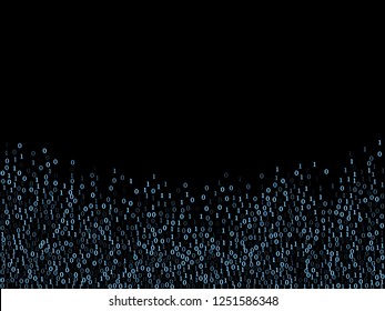 Vector binary code cyber background. Big data concept, neon row matrix vector. Data technology computer backdrop. Binary numbers 1, 0. Zero, one numbers cyber monday sale background.