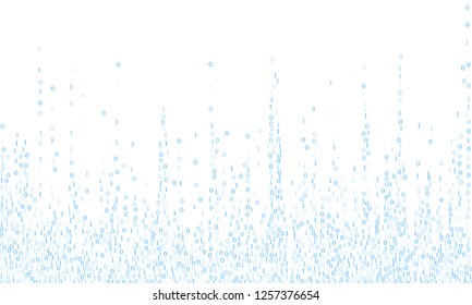 Vector binary code cyber background. Hacker coding concept, row matrix vector. Information decryption and encryption backdrop. Binary numbers 1, 0. Zero, one numbers cyber monday sale background.