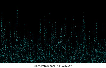 Vector binary code cyber background. Big data concept, neon row matrix vector. Data technology computer backdrop. Binary numbers 1, 0. Zero, one numbers cyber monday sale background.