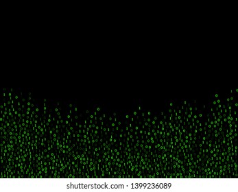 Vector binary code cyber background. Hacker coding concept, row matrix vector. Data technology computer backdrop. Binary numbers 1, 0. Zero, one numbers cyber monday sale background.