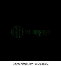 Vector : Binary number in key on black background