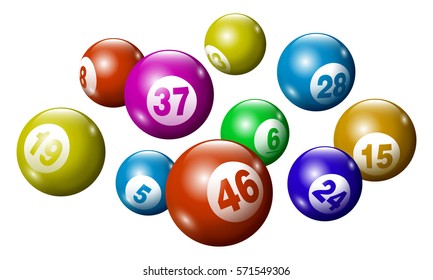 Vector Bingo / Lottery Colorful Number Balls Set on White Background