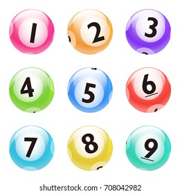 Vector Bingo / Lottery Colorful Number Balls Set