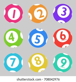 Vector Bingo / Lottery Flat Colorful Number Balls Set