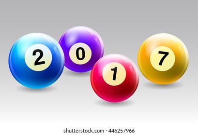 Vector Bingo / Lottery Number Balls Set with with the year