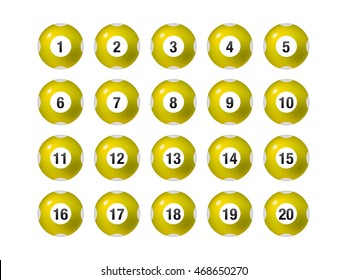 Vector Bingo / Lottery Number Balls Set  1 to 20