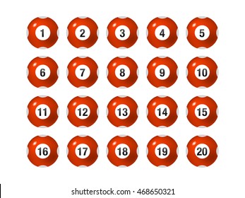 Vector Bingo / Lottery Number Balls Set  1 to 20