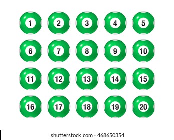 Vector Bingo / Lottery Number Balls Set  1 to 20